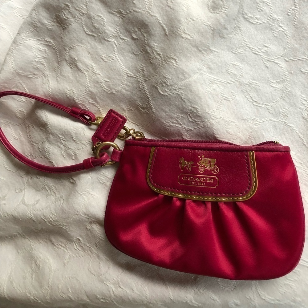 Raspberry Coach silk clutch